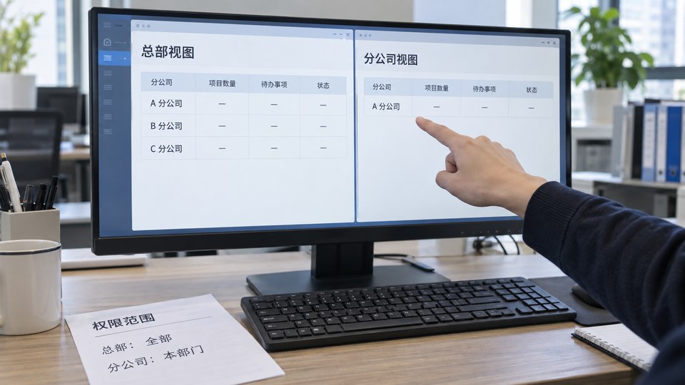 Headquarters and branch views return different organizational data according to role