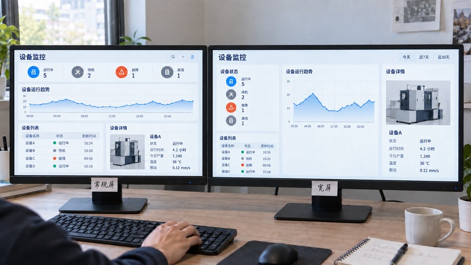 Standard and ultrawide layouts reorganize the same information for different ratios