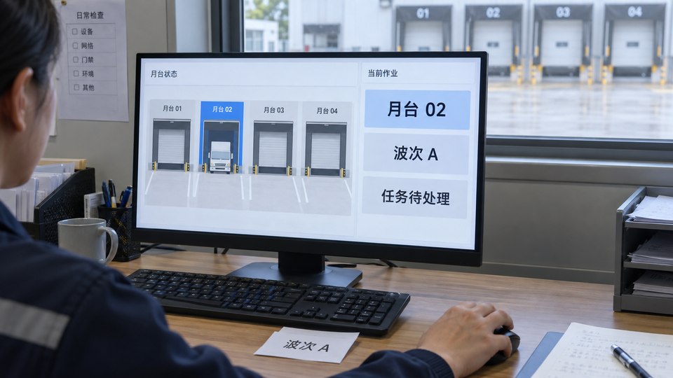 Illustration linking docks, waves, and task details in one dispatch view