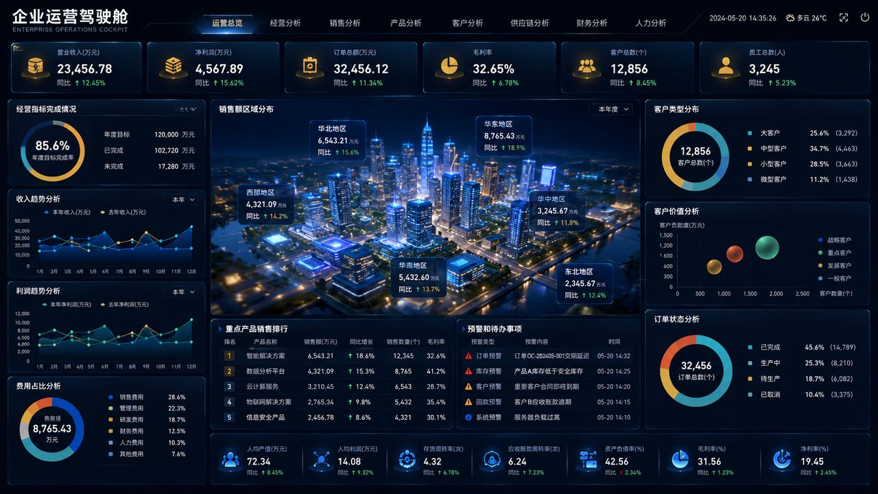 企业经营驾驶舱可视化方案案例缩略图