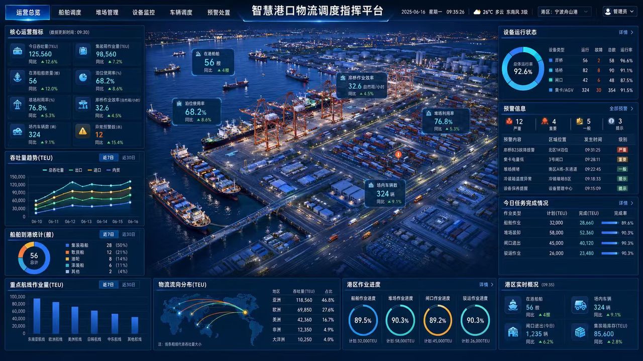 智慧港口物流调度大屏方案案例缩略图