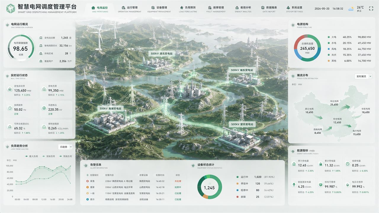 北京泓珊科技有限公司储能电池监测与能源数据地图态势方案界面