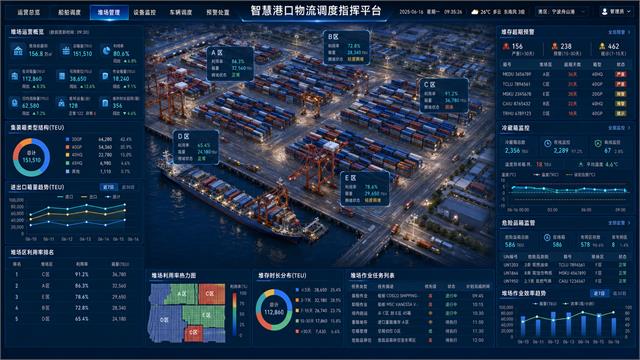 智慧港口物流调度可视化大屏脱敏案例展示